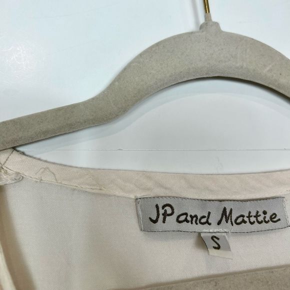 JP and Mattie Cream Boho Peasant blouse Cotton Shell Buttons Layered Tunic - Picture 4 of 15